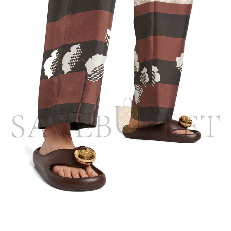 LOEWE X PAULA'S IBIZA FOAM BUBBLE SLIDES IN BROWN 